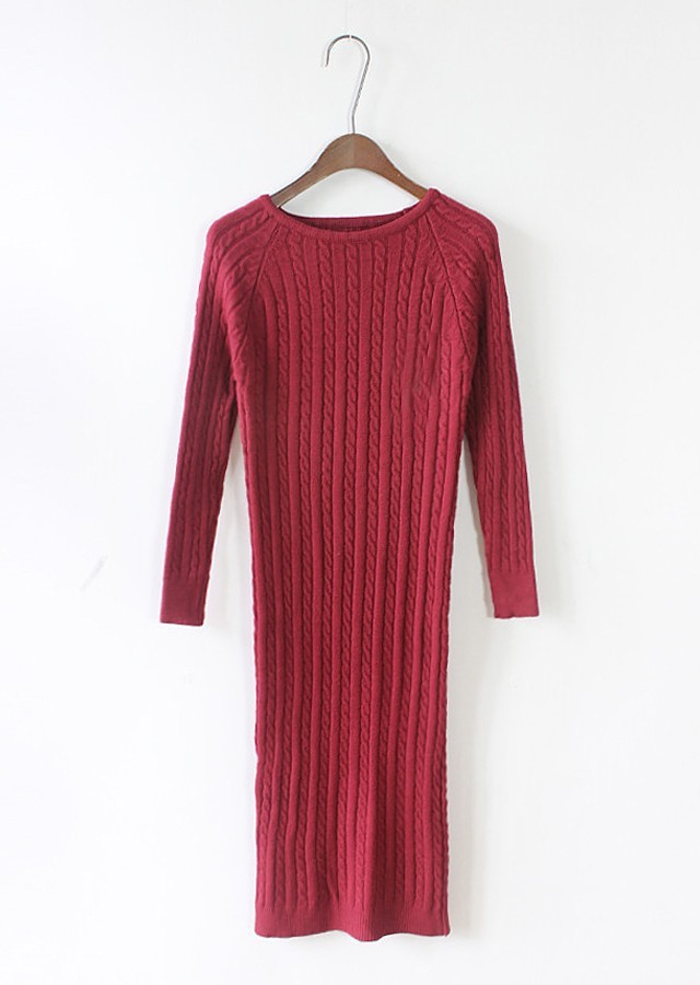 TingYiLi-Winter-Sweater-Dress-Wine-Red-Grey-Lemon-Green-Black-Long-Sleeve-Midi-Dress-Elegant-Sexy-Sp-32492064845