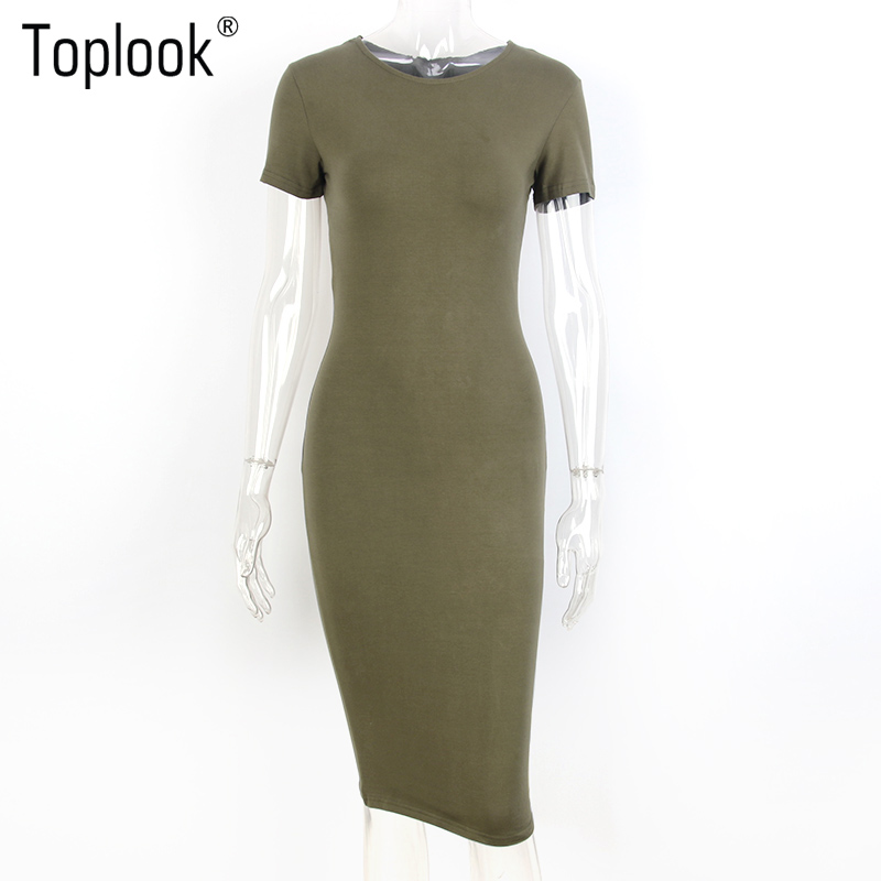 Toplook-Bodycon-Women-Dress-Short-Sleeve-Robe-Sexy-Summer-Office-Dresses-Knee-Length-Bandage-Midi-Bl-32801776240