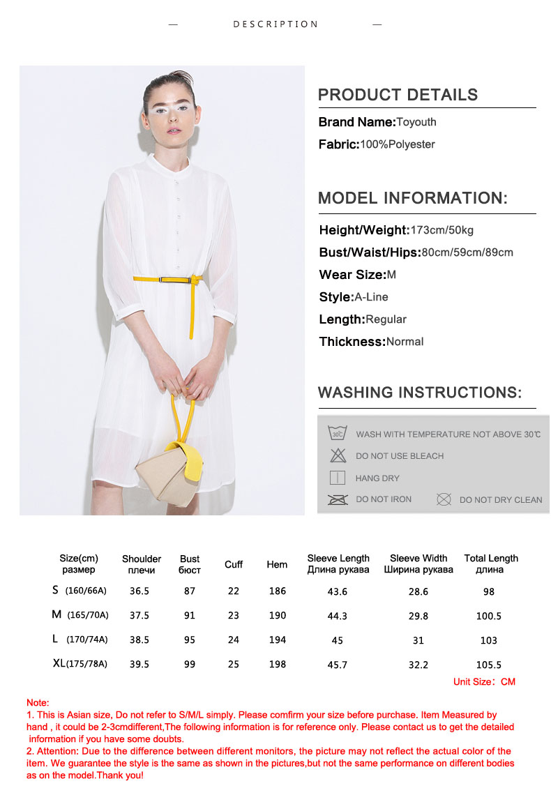 Toyouth-Dress-2017-Spring-New-Women-Casual--Three-Quarter-Sleeve-Stand-Collar-Elegant-Long-White-Chi-32794272014