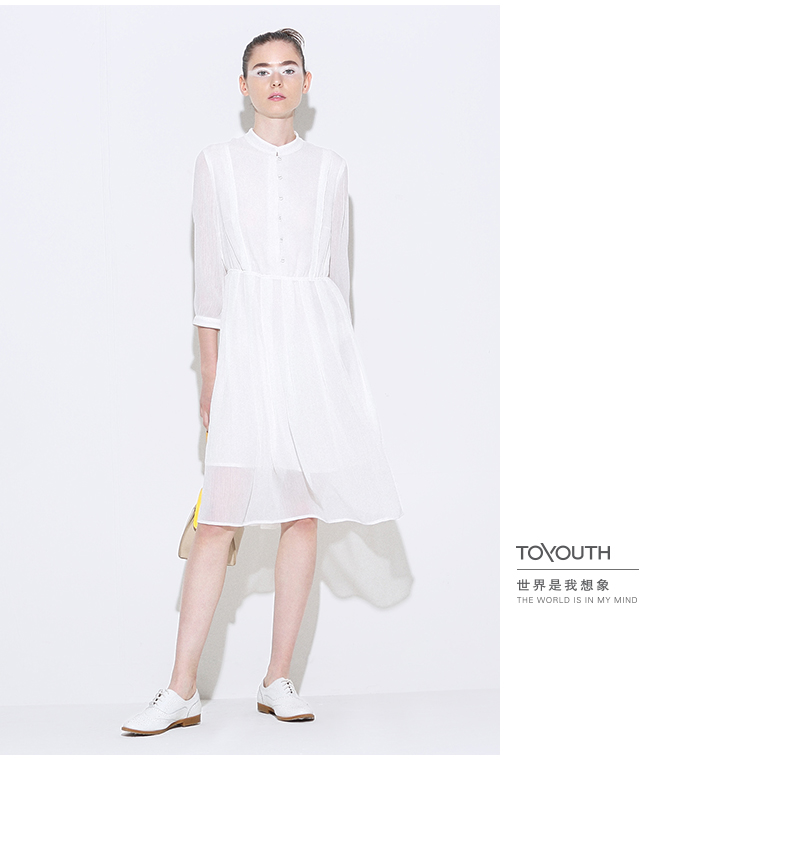 Toyouth-Dress-2017-Spring-New-Women-Casual--Three-Quarter-Sleeve-Stand-Collar-Elegant-Long-White-Chi-32794272014