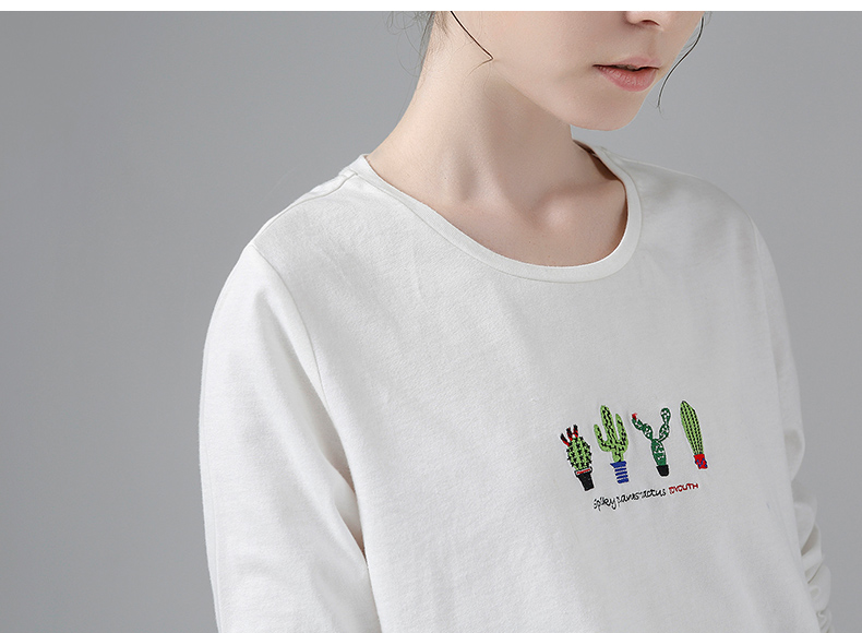 Toyouth-T-Shirts-2017-Spring-Women-Cactus-Embroidery-Casual-Cotton-Long-Sleeve-Loose-O-Neck--Ladies--32793282329