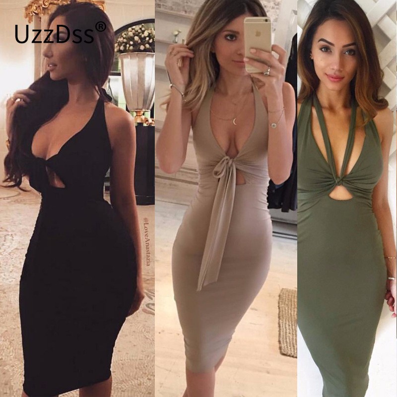 UZZDSS-Magic-Dressing-Women39s-Halter-Deep-V-Backless-Choker-Mock-Neck-Club-Evening-Party-Sexy-Bodyc-32782716354