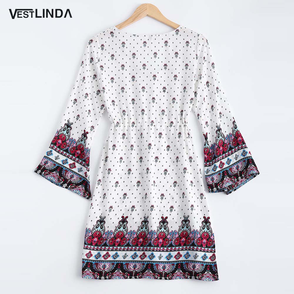 VESTLINDA-Summer-Bohemian-Beach-Dress-Women-Flare-Sleeve-Vintage-Pattern-Print-Mini-T-shirt-Dress-Ca-32791141495