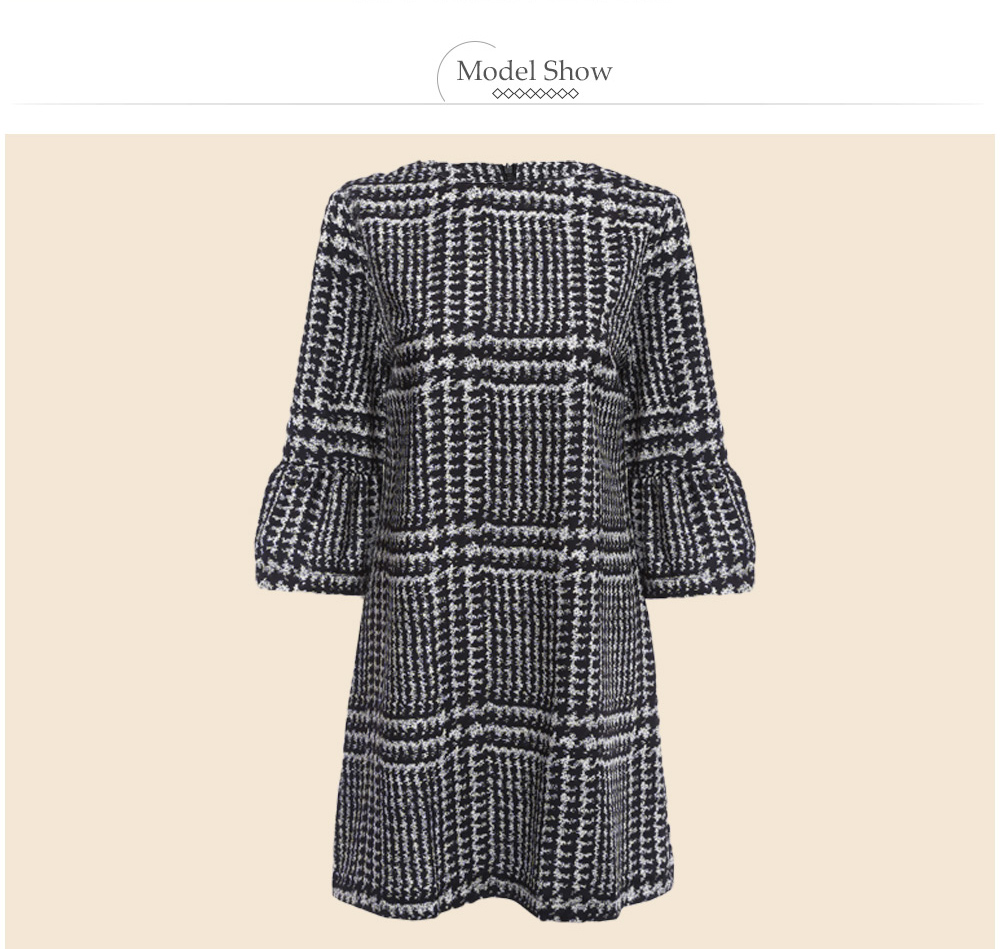 VESTLINDA-Women-Autumn-Dress-O-Neck-Flare-Sleeve-Houndstooth-Dress-Girls-Vestidos-Fashion-34-Length--32769983891