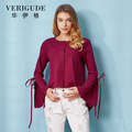 Veri-Gude-2017-Plaid-Blouse-Women-Loose-Shirt--Long-Sleeve-Flare-Sleeve-100-Cotton-shirt-Short-Front-32792835900