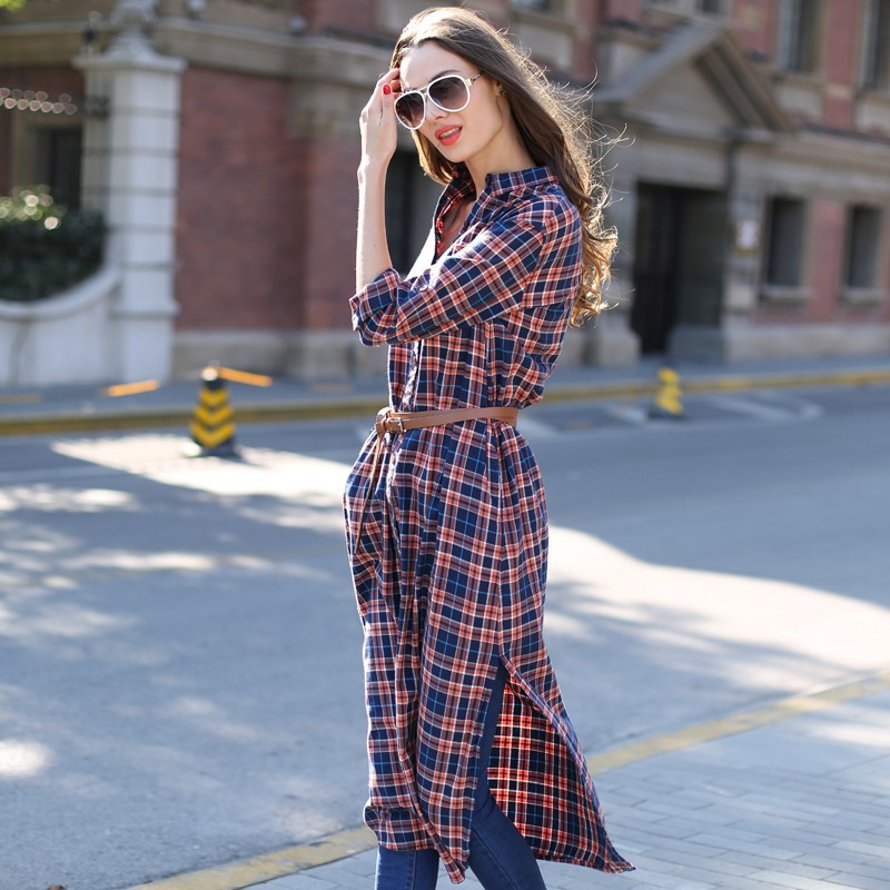 Veri-Gude-Long-Plaid-Shirt-Dress-Long-Sleeve-Women-Cotton-Long-Shirtdress-for-Autumn-Side-Slit-Women-32372877836