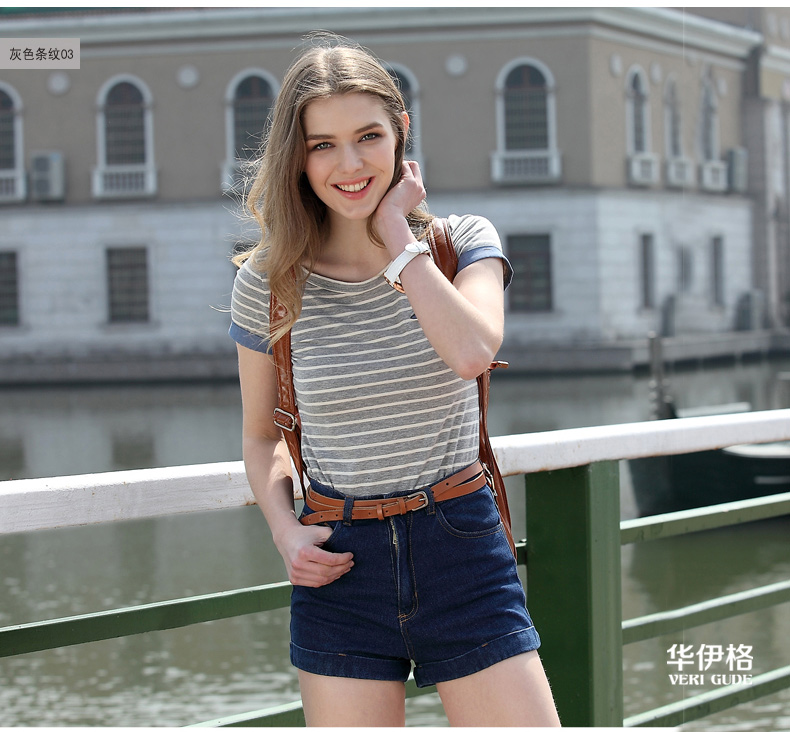 Veri-Gude-Summer-Casual-Style-T-Shirt-Women-Slim-Fit-Cotton-Striped-Shirt-O-Neck-Seven-Color-Cute-Al-32789289517