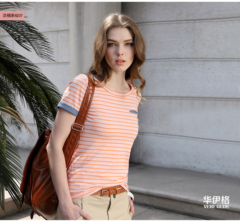 Veri-Gude-Summer-Casual-Style-T-Shirt-Women-Slim-Fit-Cotton-Striped-Shirt-O-Neck-Seven-Color-Cute-Al-32789289517