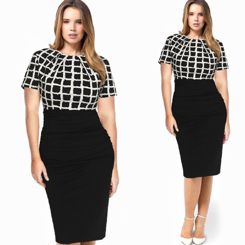 Vfemage-Plus-Size-Womens-Elegant-Tartan-Check-Ruched-High-Waist-Casual-Work-Office-Party-Sheath-Body-32673432252