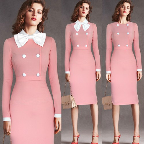 Vfemage-Womens-Elegant-Detachable-Bowknot-Collar-Button-Wear-to-Work-Office-Party-Sheath-Pencil-Fitt-32472638861