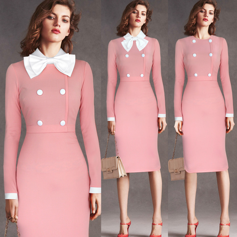 Vfemage-Womens-Elegant-Detachable-Bowknot-Collar-Button-Wear-to-Work-Office-Party-Sheath-Pencil-Fitt-32472638861