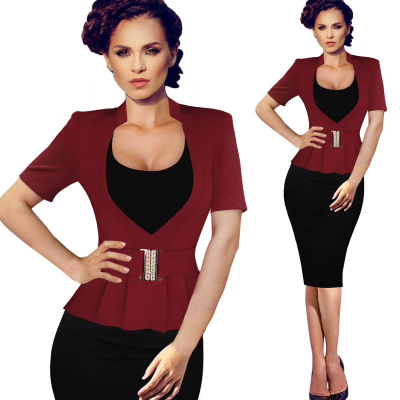 Vfemage-Womens-Elegant-Faux-Twinset-Peplum-Belted-Tunic-Wear-to-Work-office-Business-Casual-Bodycon--32611775659