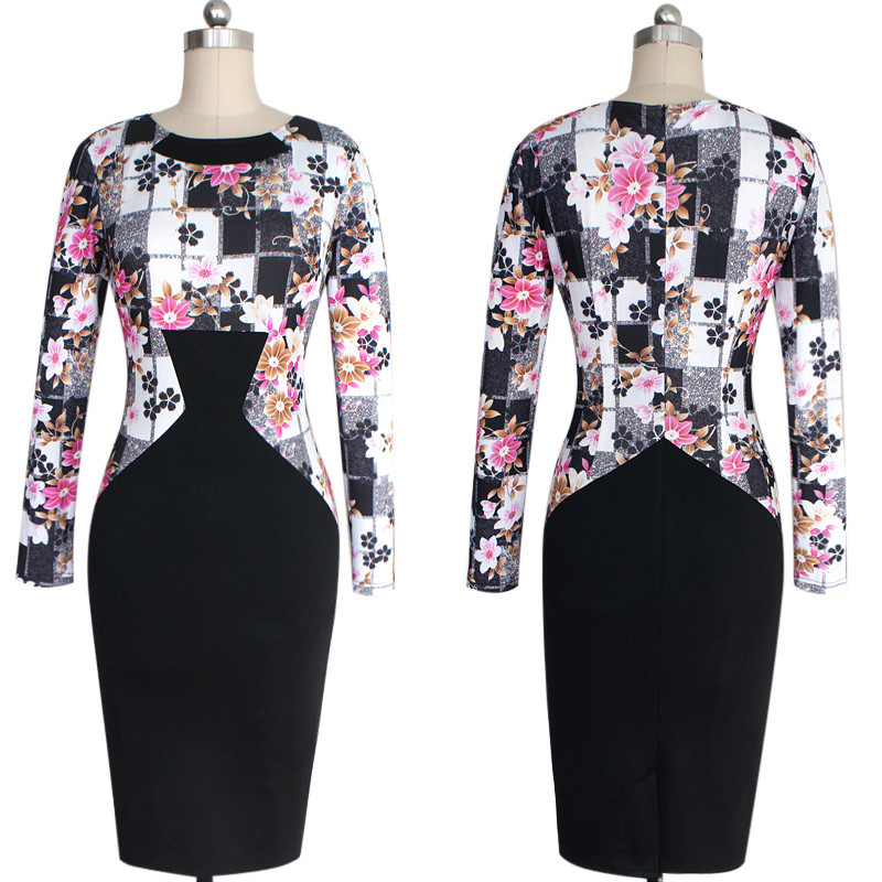 Vfemage-Womens-Elegant-Vintage-Houndstooth-Colorblock-Tunic-Wear-To-Work-Business-Casual-Party-Bodyc-32286212185