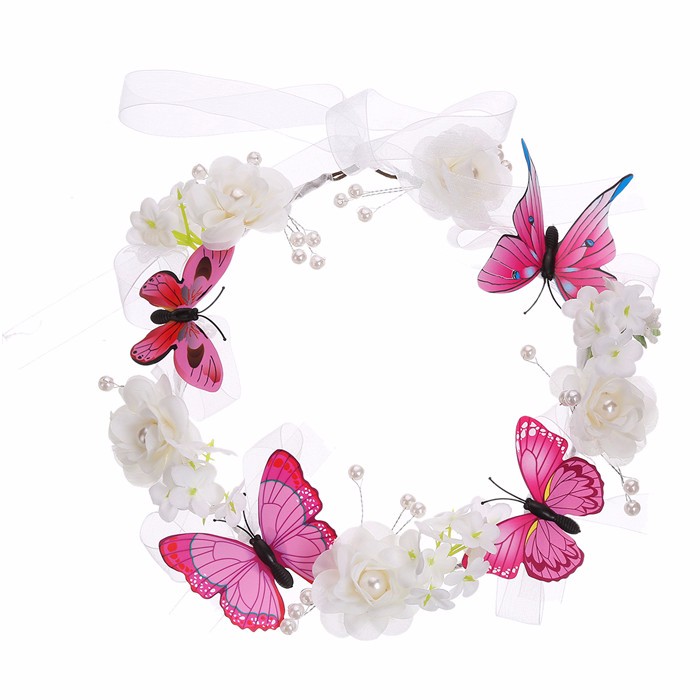 Wedding-Bridal-Hair-Flower-Crowns-Handmade-Pearl-Flower-Wreath-Woman-Girls-Butterfly-Flower-Garland--32661727760