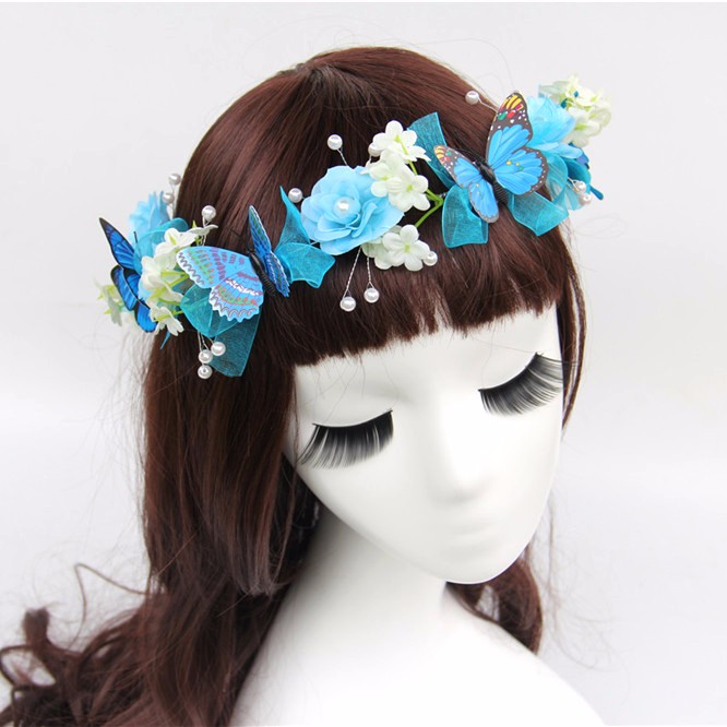 Wedding-Bridal-Hair-Flower-Crowns-Handmade-Pearl-Flower-Wreath-Woman-Girls-Butterfly-Flower-Garland--32661727760