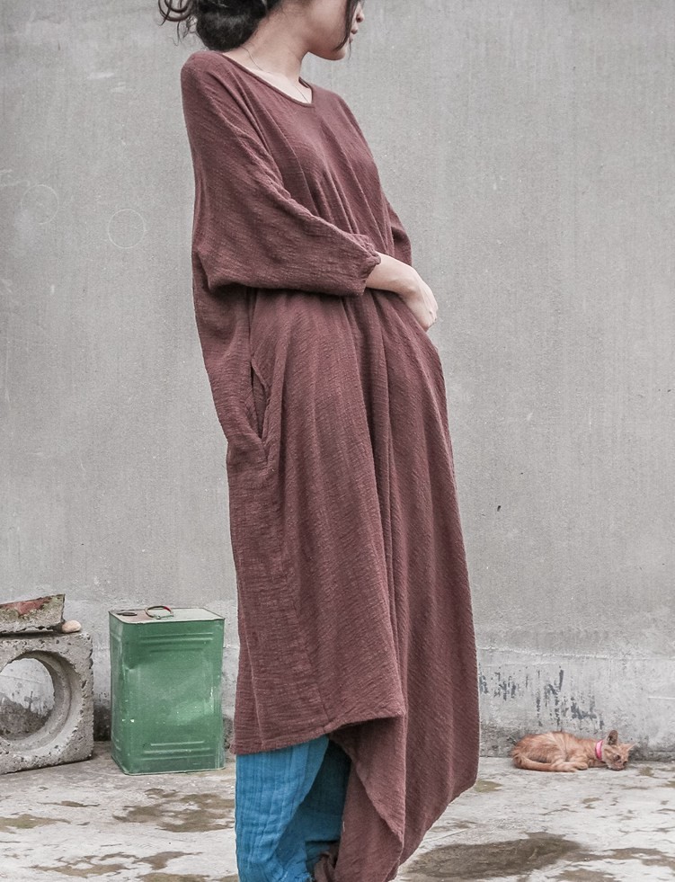 Winter-Dress-Long-Sleeve-Solid-Color-Cofee-Red-Blue-Women-Full-Dress-Cotton-Linen-Women-Dress-Plus-S-32774992165