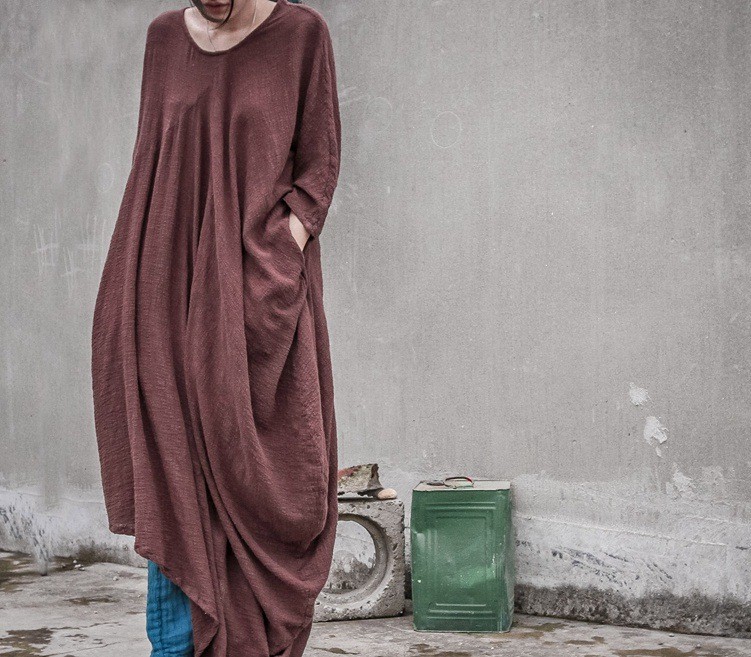 Winter-Dress-Long-Sleeve-Solid-Color-Cofee-Red-Blue-Women-Full-Dress-Cotton-Linen-Women-Dress-Plus-S-32774992165