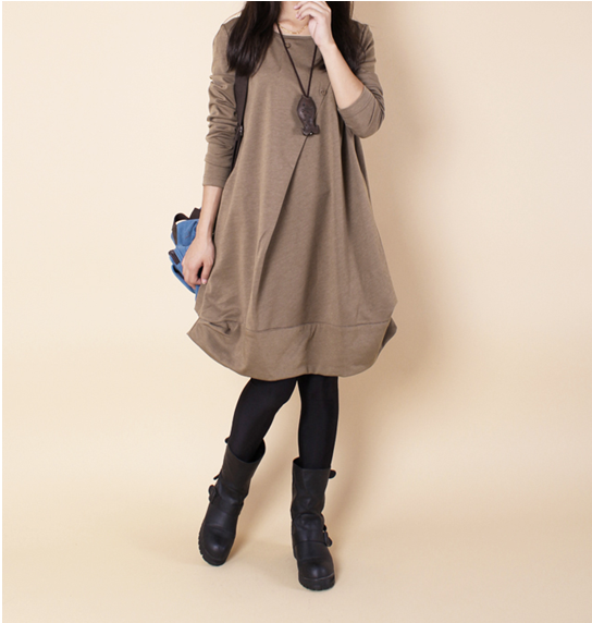 Wniter-Autumn-Dress-Loose-Casual-Pleated-A-line-Dress-Long-Sleeve-O-Neck-Women-Dress-Medium-Long-Cot-32536182192