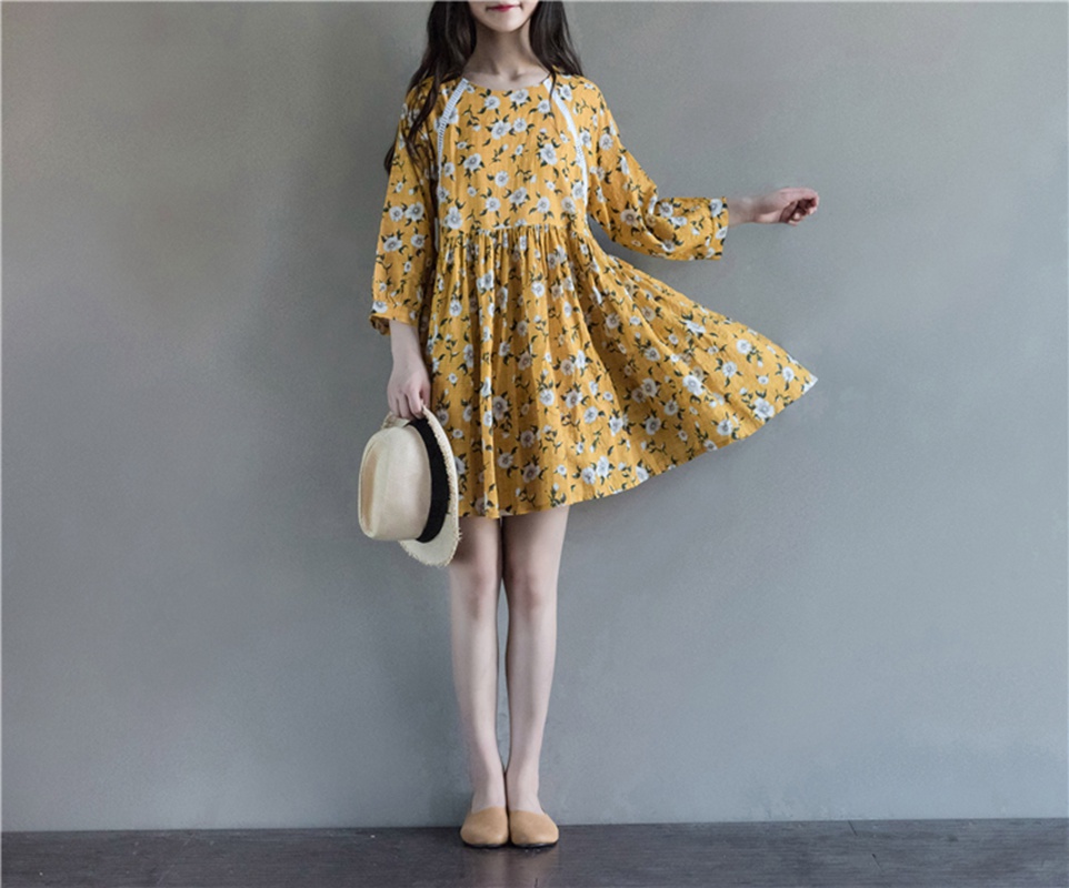 Woman-Dress-Spring-Dresses-Long-Sleeve-Blue-Yellow-Floral-Dress-O-Neck-High-Waist-Mori-Gril-Lolita-D-32790345875