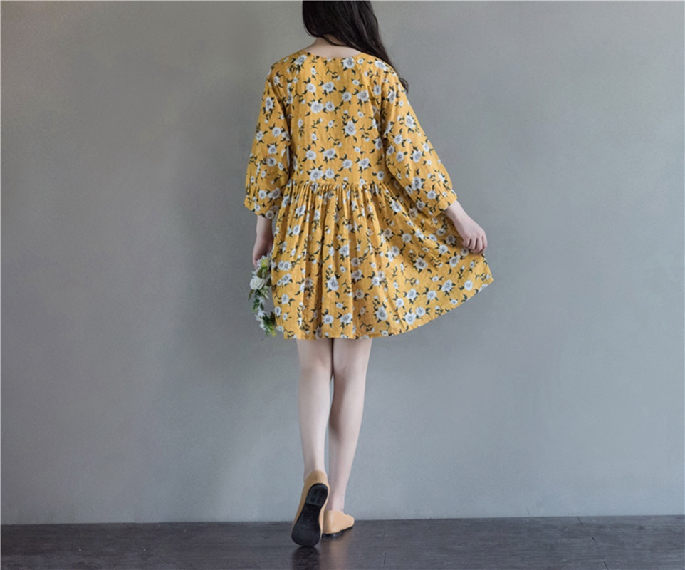 Woman-Dress-Spring-Dresses-Long-Sleeve-Blue-Yellow-Floral-Dress-O-Neck-High-Waist-Mori-Gril-Lolita-D-32790345875