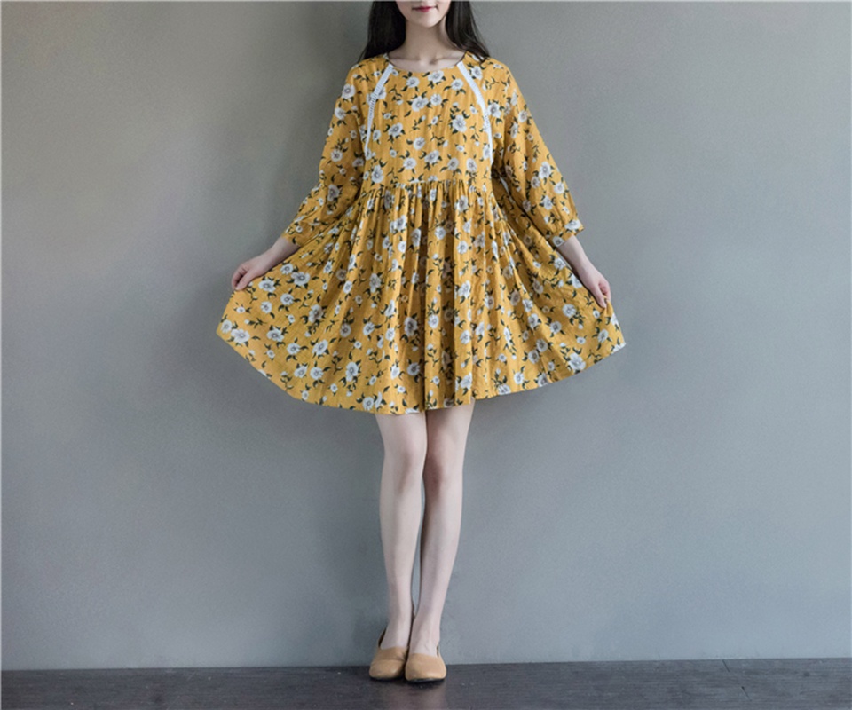 Woman-Dress-Spring-Dresses-Long-Sleeve-Blue-Yellow-Floral-Dress-O-Neck-High-Waist-Mori-Gril-Lolita-D-32790345875