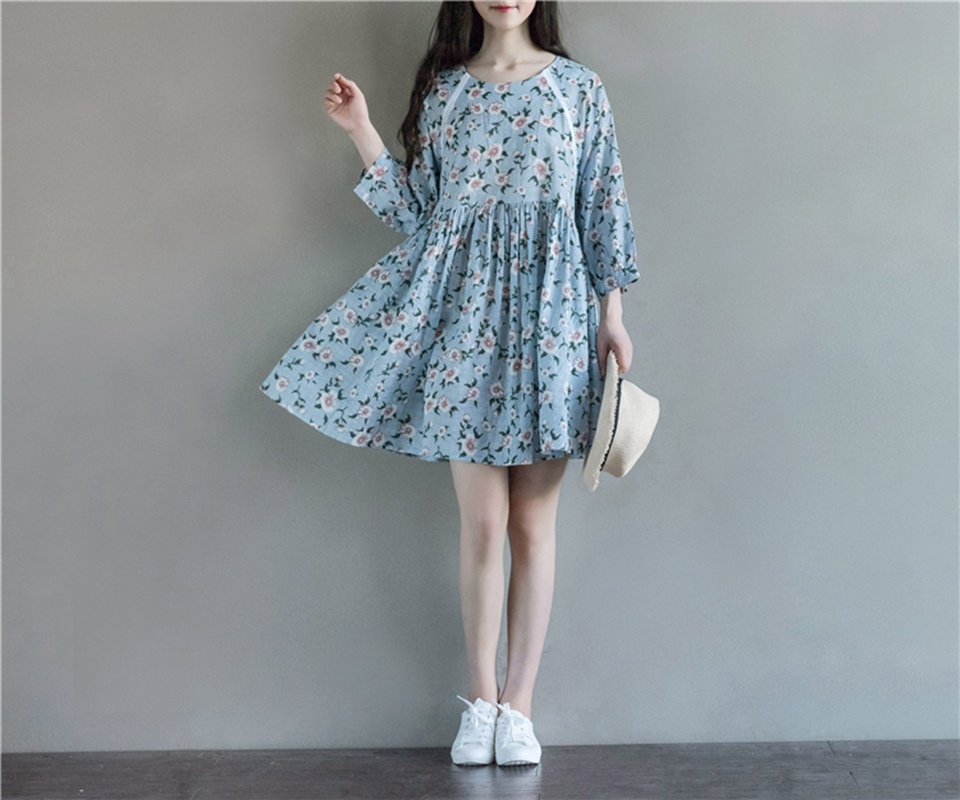 Woman-Dress-Spring-Dresses-Long-Sleeve-Blue-Yellow-Floral-Dress-O-Neck-High-Waist-Mori-Gril-Lolita-D-32790345875