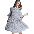 Women-Autumn-Big-Size-Clothing-Blue-Long-Sleeve-Pleated-Swing-Babydoll-Oversize-Shirt-Dress-xl-4xl-32723818193