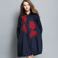 Women-Autumn-Big-Size-Clothing-Blue-Long-Sleeve-Pleated-Swing-Babydoll-Oversize-Shirt-Dress-xl-4xl-32723818193