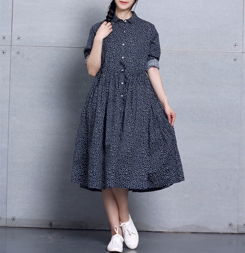 Women-Dress-Cotton-Linen-Dot-Print-Long-Sleeve-Dress-Blue-Color-Turn-Down-Collar-Plus-Size-Women-Clo-32704797495