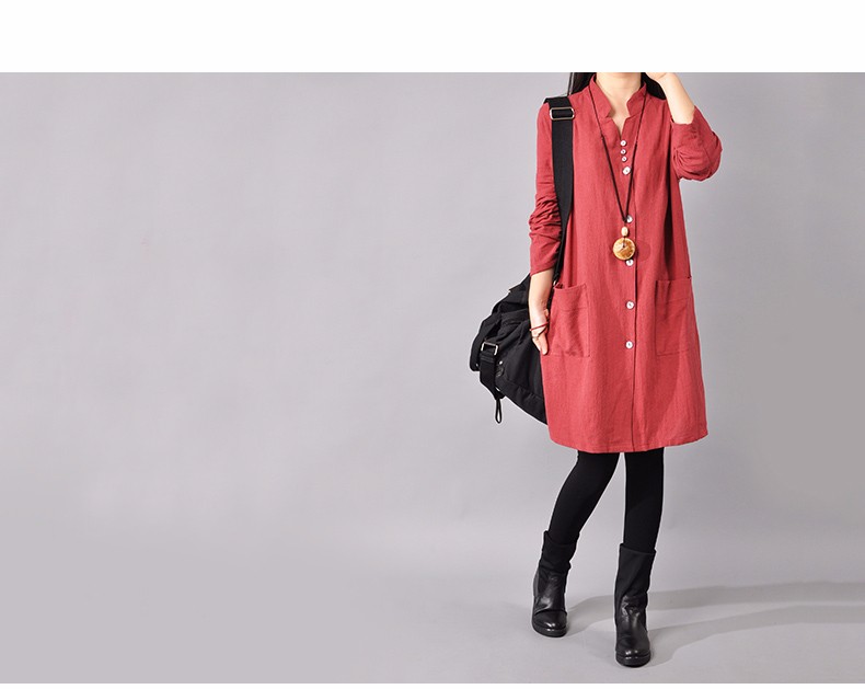 Women-Dress-Cotton-Linen-Shirts-Dresses-V-Neck-Plus-Size-Women-Clothing-Casual-Loose-Long-Sleeve-Red-32720381721