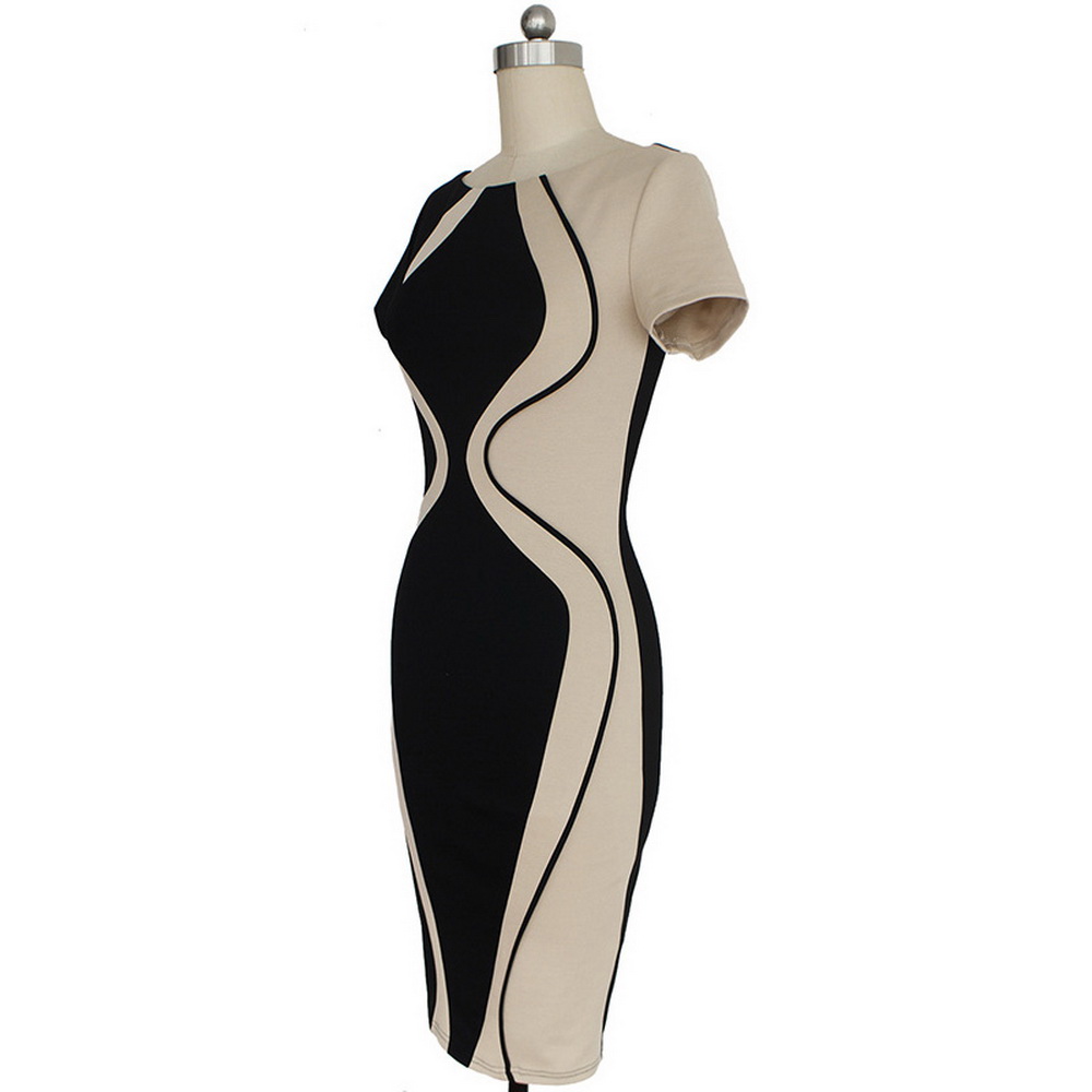 Women-Elegant-Optical-Illusion-Colorblock-Contrast-Patchwork-Dress-O-Neck-Bodycon-Casual-Office-Penc-32750098526