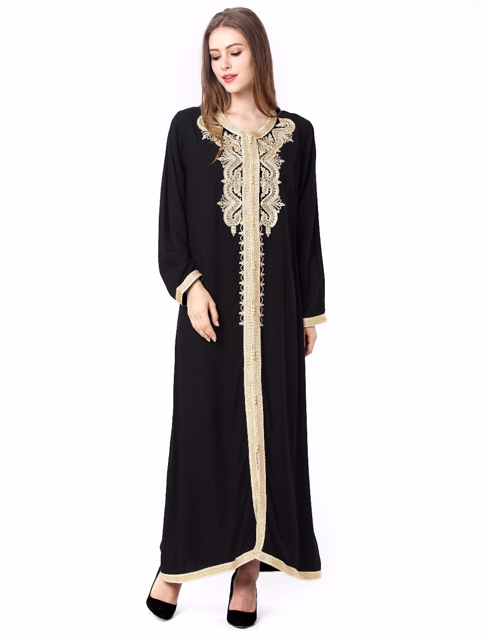 Women-Maxi-Long-sleeve-long-Dress-embroidery-moroccan-Kaftan-Caftan-Jilbab-Islamic-abaya-Muslim-Turk-32763717837