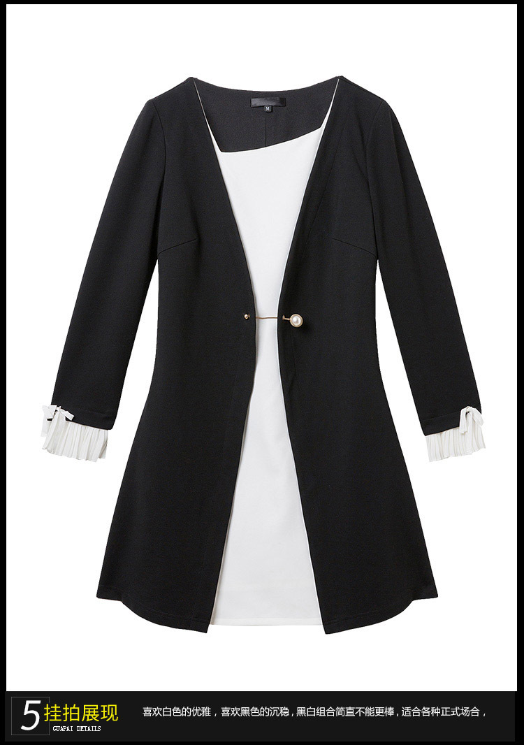 Women-Plus-Size-Black-White-Pieced-Contrast-Wear-To-Work-Dress-With-Pin-Brooch-l-4xl-5xl-32748815587