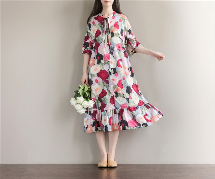 Women-Summer-Dress-Long-Sleeve-Sundress-with-Bow-Casual-Plus-Size-A-Line-Loose-Vintage-Dress-Mori-Gr-32772077175