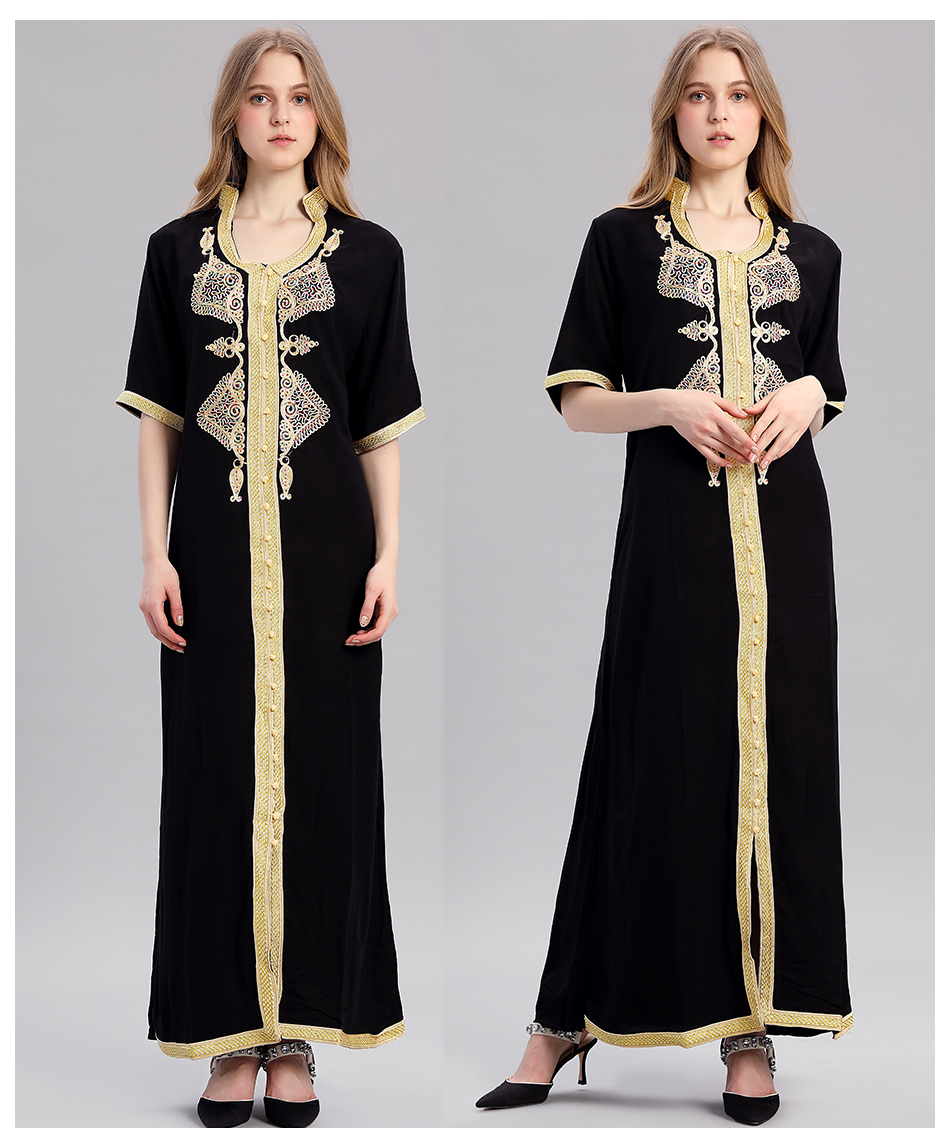 Women-islamic-clothing-Maxi-Long-sleeve-long-Dress-moroccan-Kaftan-embroidery-dress-vintage-abaya-Mu-32692084883