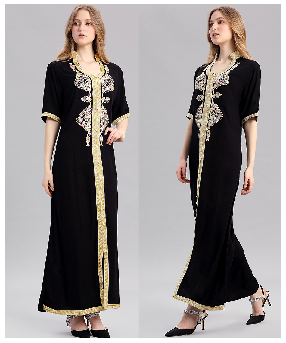 Women-islamic-clothing-Maxi-Long-sleeve-long-Dress-moroccan-Kaftan-embroidery-dress-vintage-abaya-Mu-32692084883