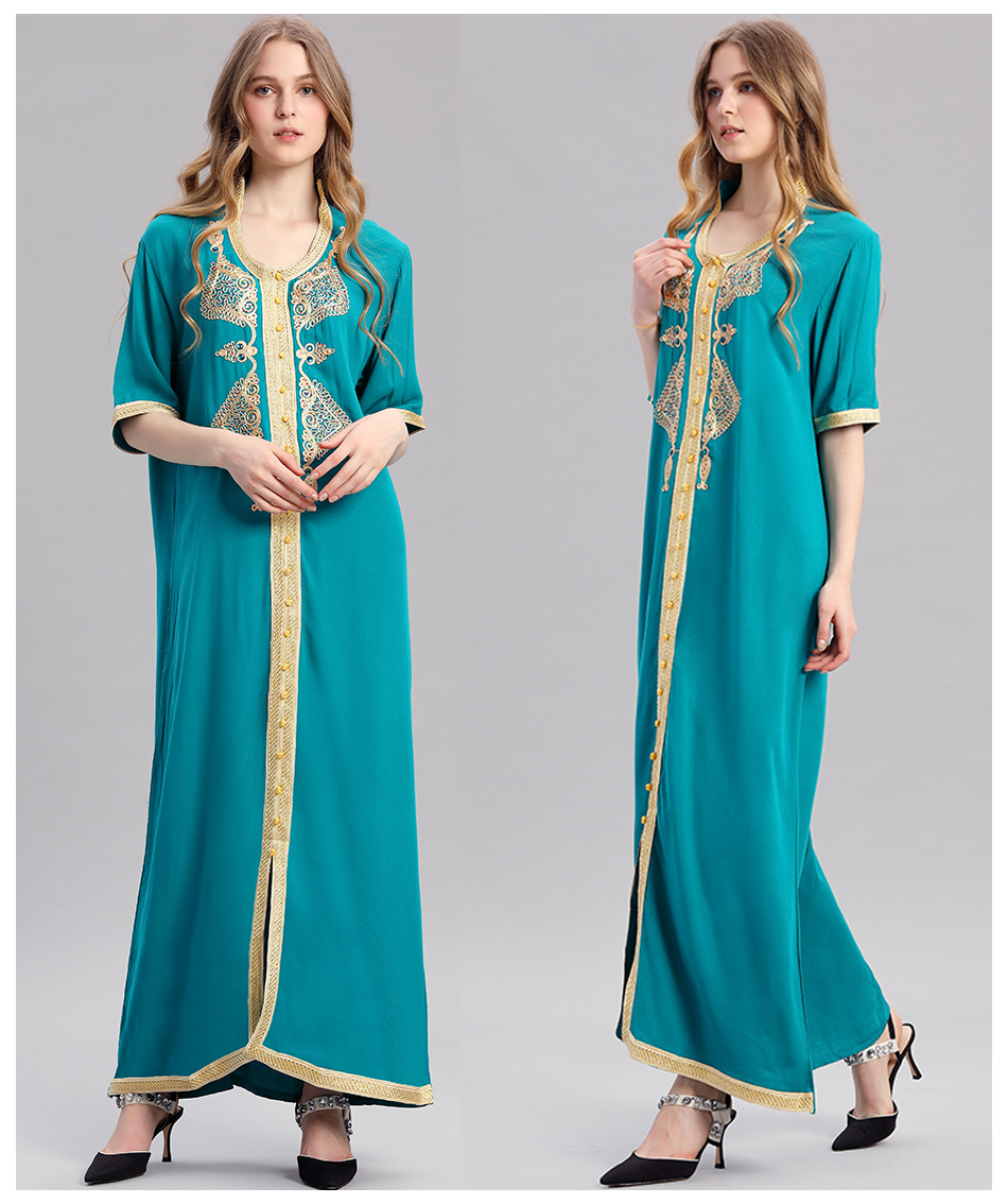 Women-islamic-clothing-Maxi-Long-sleeve-long-Dress-moroccan-Kaftan-embroidery-dress-vintage-abaya-Mu-32692084883