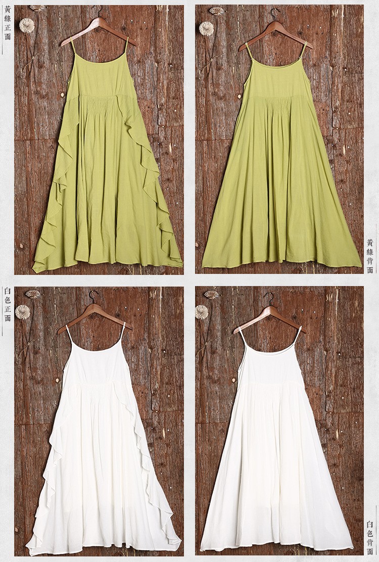 Women-summer-cotton-linen-big-swing-ankle-length-long-dresses-sleeveless-spaghetti-strap-Bohemian-be-32324295043