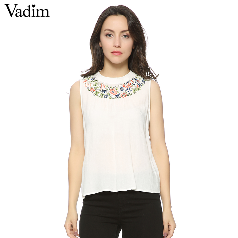 Women-sweet-white-embroidery-floral-t-shirt-sleeveless-casual-summer-tees-camisas-femininas-O-neck-e-32599558671
