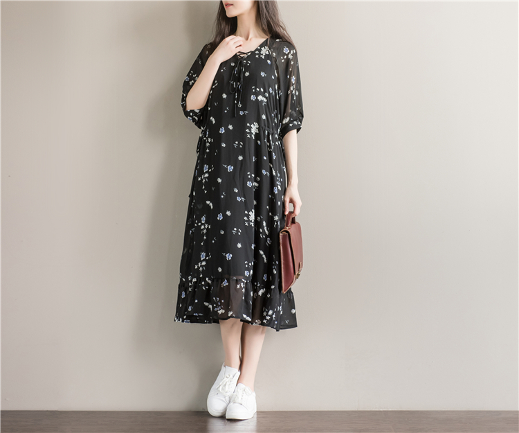 Womens-Chiffon-Dresses-Women-Summer-Dress-Short-Sleeve-V-Neck-Women-Floral-Print-Summer-Casual-Black-32794286260