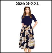 Womens-Elegant-Faux-Twinset-Belted-Cotton-Blend-Floral-Print-Patchwork-Wear-to-Work-Business-Pencil--32622794050