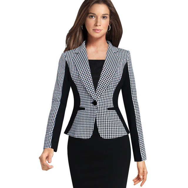 Womens-Elegant-Lapel-Optical-Illusion-Houndstooth-Jacket-One-Button-Wear-to-Work-Business-Office-Fit-32673255204