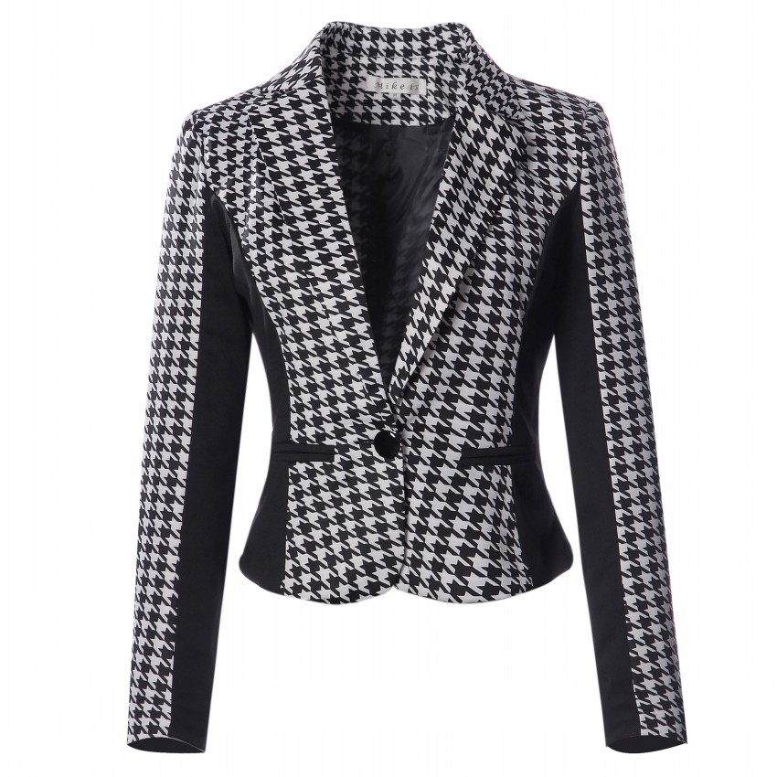 Womens-Elegant-Lapel-Optical-Illusion-Houndstooth-Jacket-One-Button-Wear-to-Work-Business-Office-Fit-32673255204