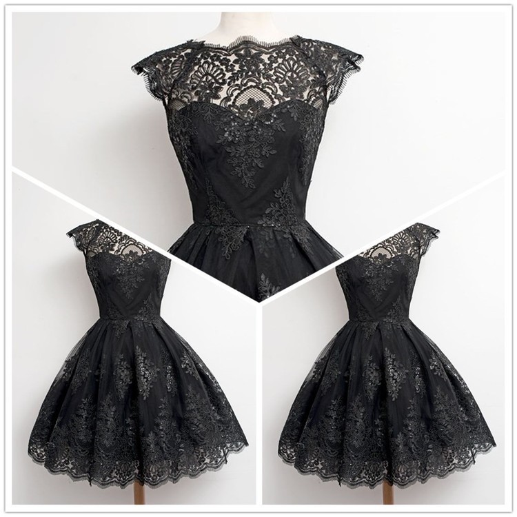 Womens-Sexy-Dresses-Party-Night-Club-Dress-Short-Sleeve-Ball-Gown-Knee-Length-Black-And-White-Lace-D-32691038601