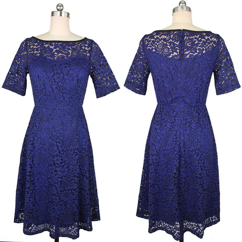 Womens-Spring-Casual-Club-Bridesmaid-Mother-of-Bride-Dress-Elegant-Sexy-Lace-Skater-Slim-A-Line-Part-32803991693