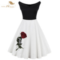 Womens-Summer-Elegant-Belted-50s-Vintage-Dress-Pin-Up-Retro-Rockabilly-Floral-Print-Cap-Sleeve-Pink--32703514461