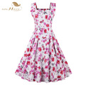 Womens-Summer-Elegant-Belted-50s-Vintage-Dress-Pin-Up-Retro-Rockabilly-Floral-Print-Cap-Sleeve-Pink--32703514461