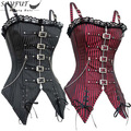 X-2016-Women-BlackRed-Faux-Leather-Dress-Sexy-Long-Line-Bustier-Top-Overbust-with-Mini-3-Piece-S-2XL-32601722374