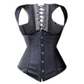 X-2016-Women-BlackRed-Faux-Leather-Dress-Sexy-Long-Line-Bustier-Top-Overbust-with-Mini-3-Piece-S-2XL-32601722374