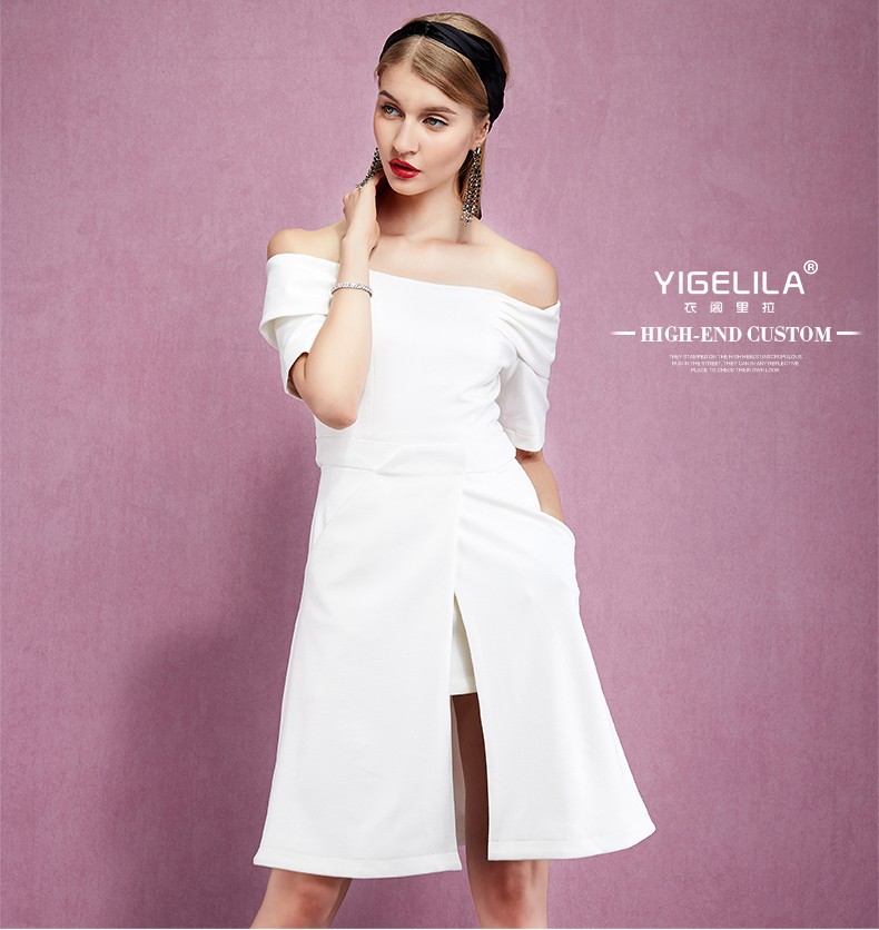 YIGELILA-61209-Latest-New-Fashion-White-Dress-Women-Sexy-Slash-Neck-Off-Shoulder-Short-Sleeve-Solid--32467028171